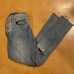 BDG light washed skinny jeans with rips in knees